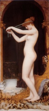  nus Tableaux - Venus liant ses cheveux dame Nu John William Godward